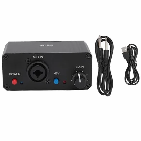 Préampli de Microphone 48 V avec Alimentation Fantôme, Sortie XLR pour Micro Dynamique et Condensateur