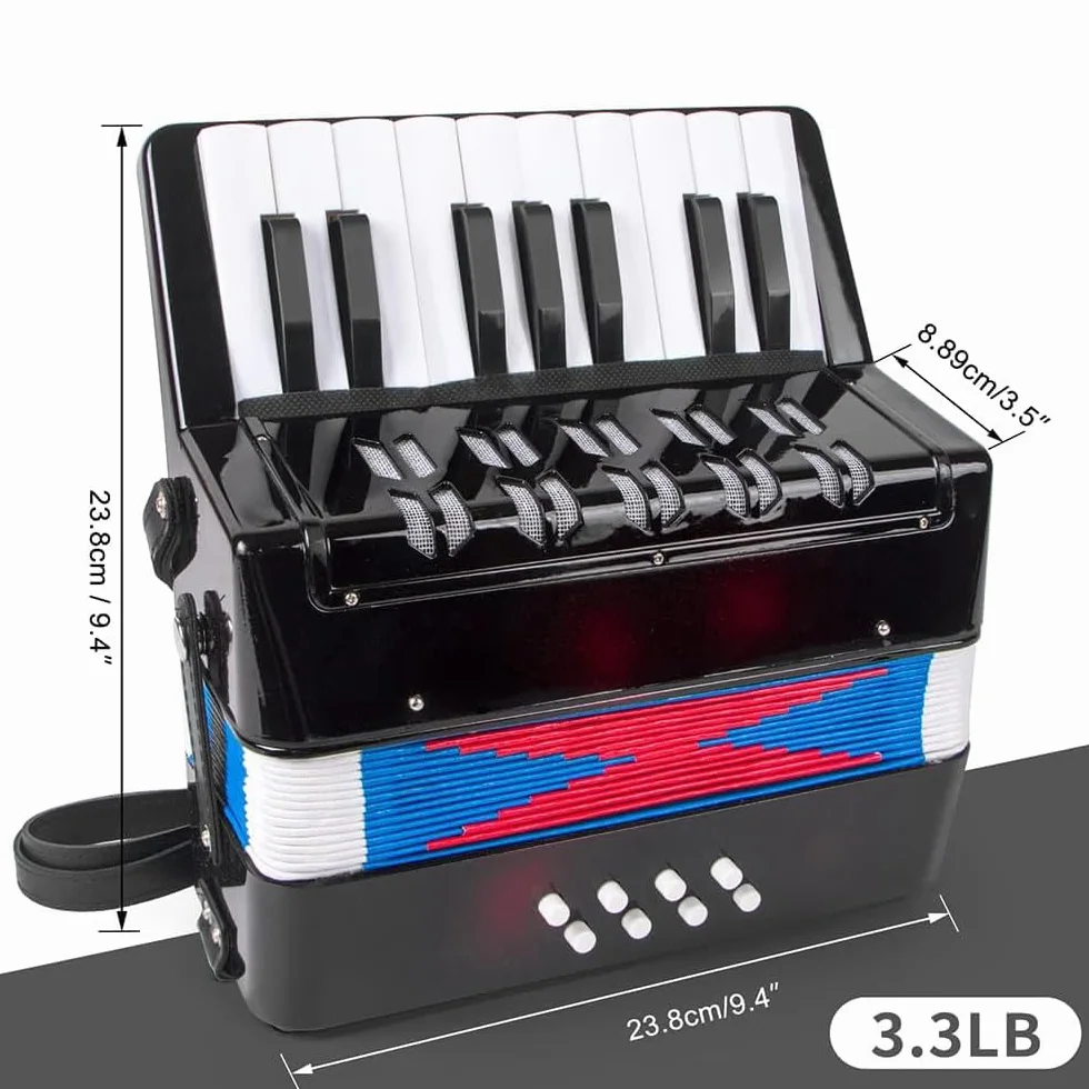 Accordéon Piano 17 Touches 8 Basses Instrument de Musique Enfant Débutants