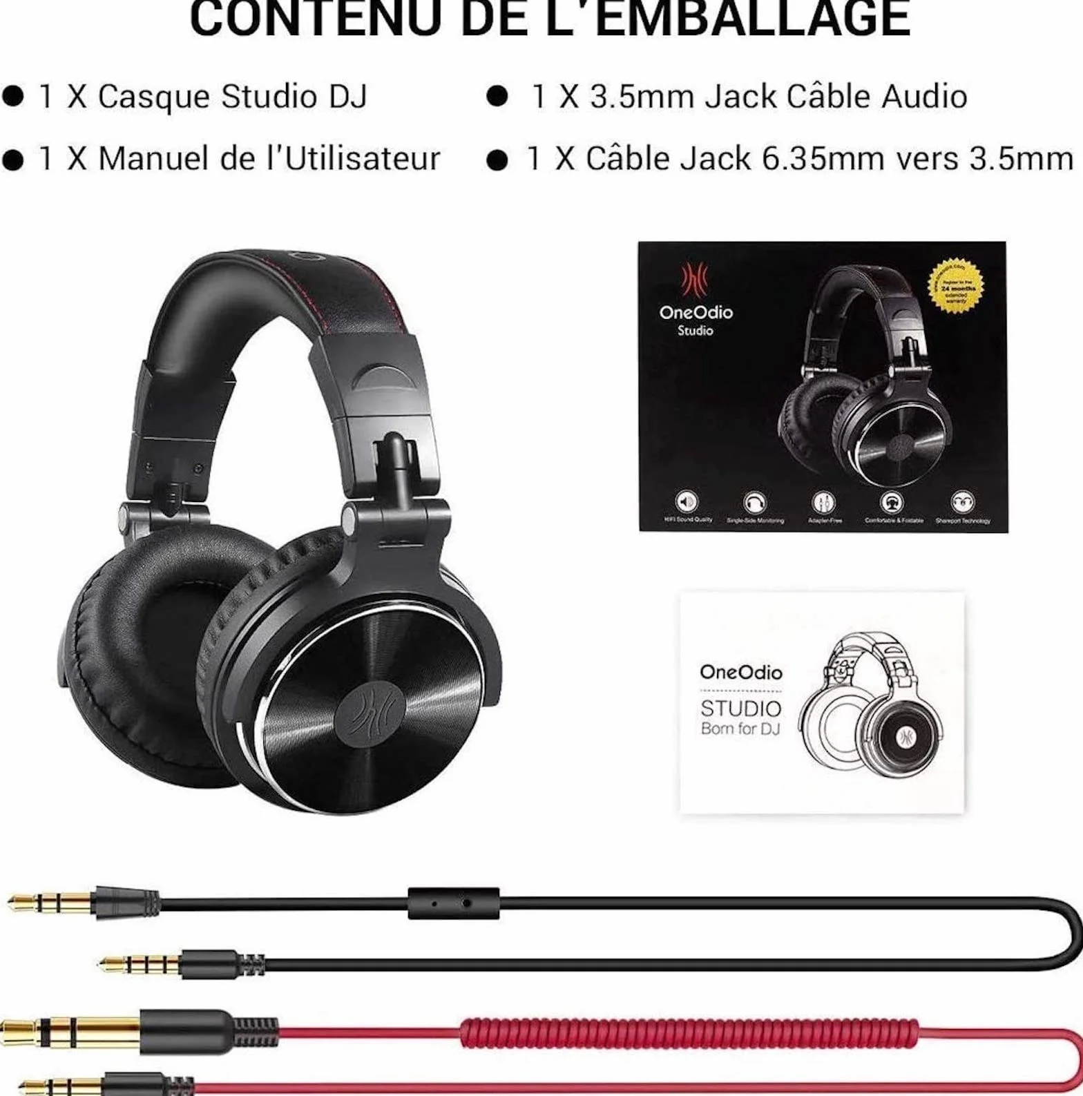 OneOdio Casque Audio Filaire DJ Hi-Res Audio Extra Basse Son Pliable avec Micro Share-Port Pro-10