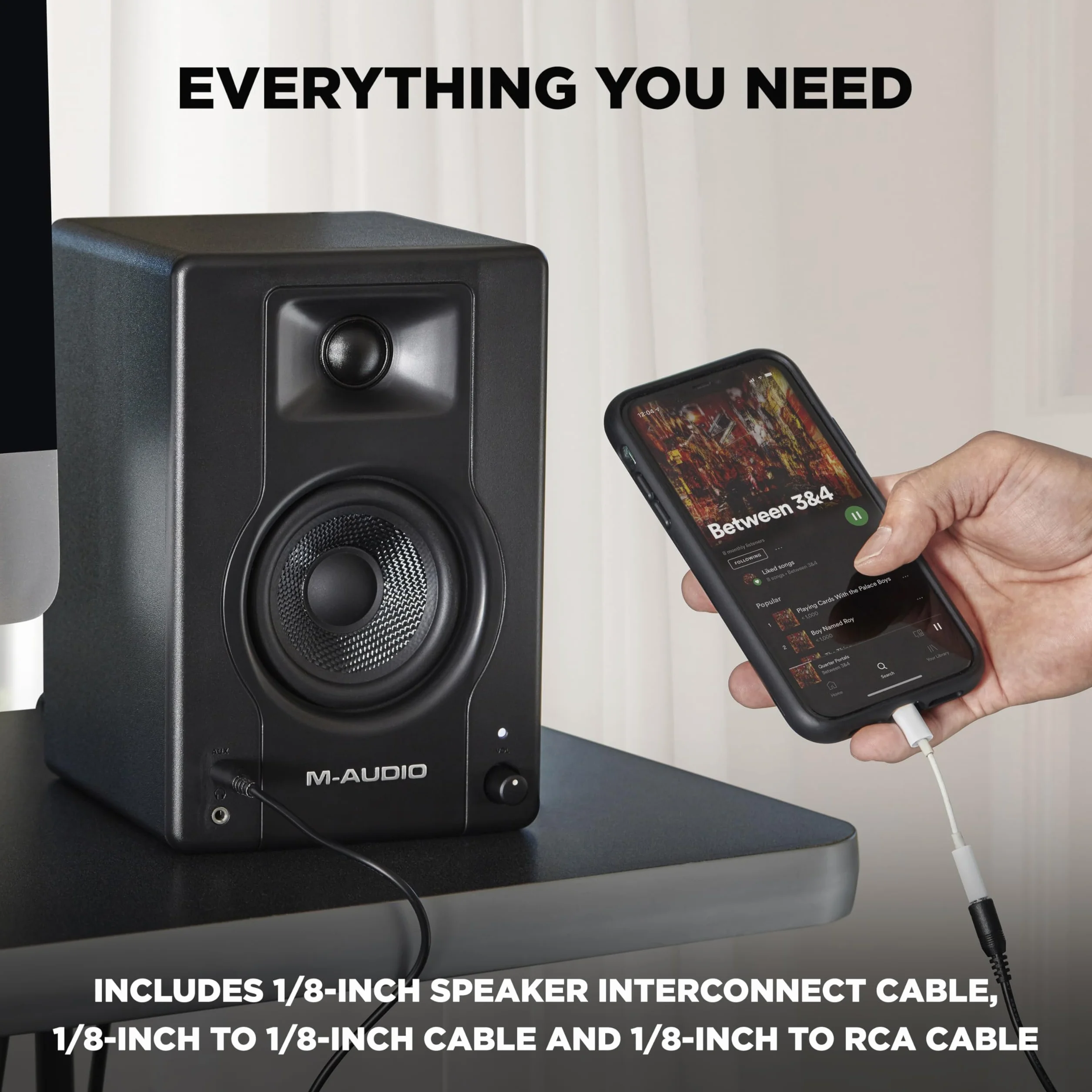 M-AUDIO BX3 Paire de Moniteurs de Studio 3.5 Pouces Enceintes PC HD avec Logiciel de Production Musicale