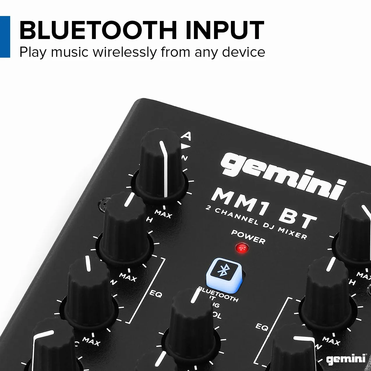 Gemini Sound MM1BT Bluetooth DJ Podcast Mixer avec CrossFader et Contrôle de Gain