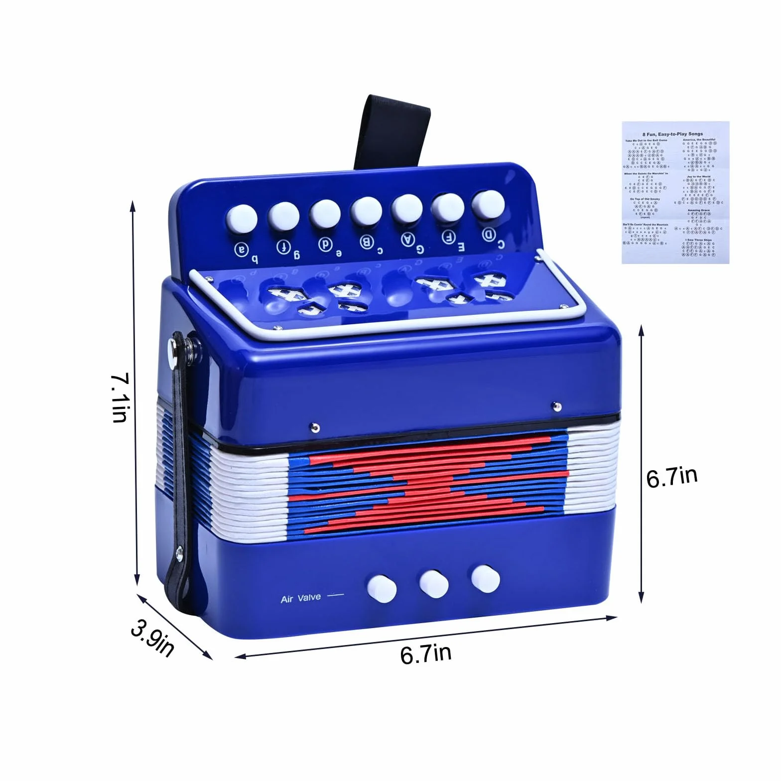 Accordéon 10 boutons soufflet bleu instrument de musique enfant adulte débutant
