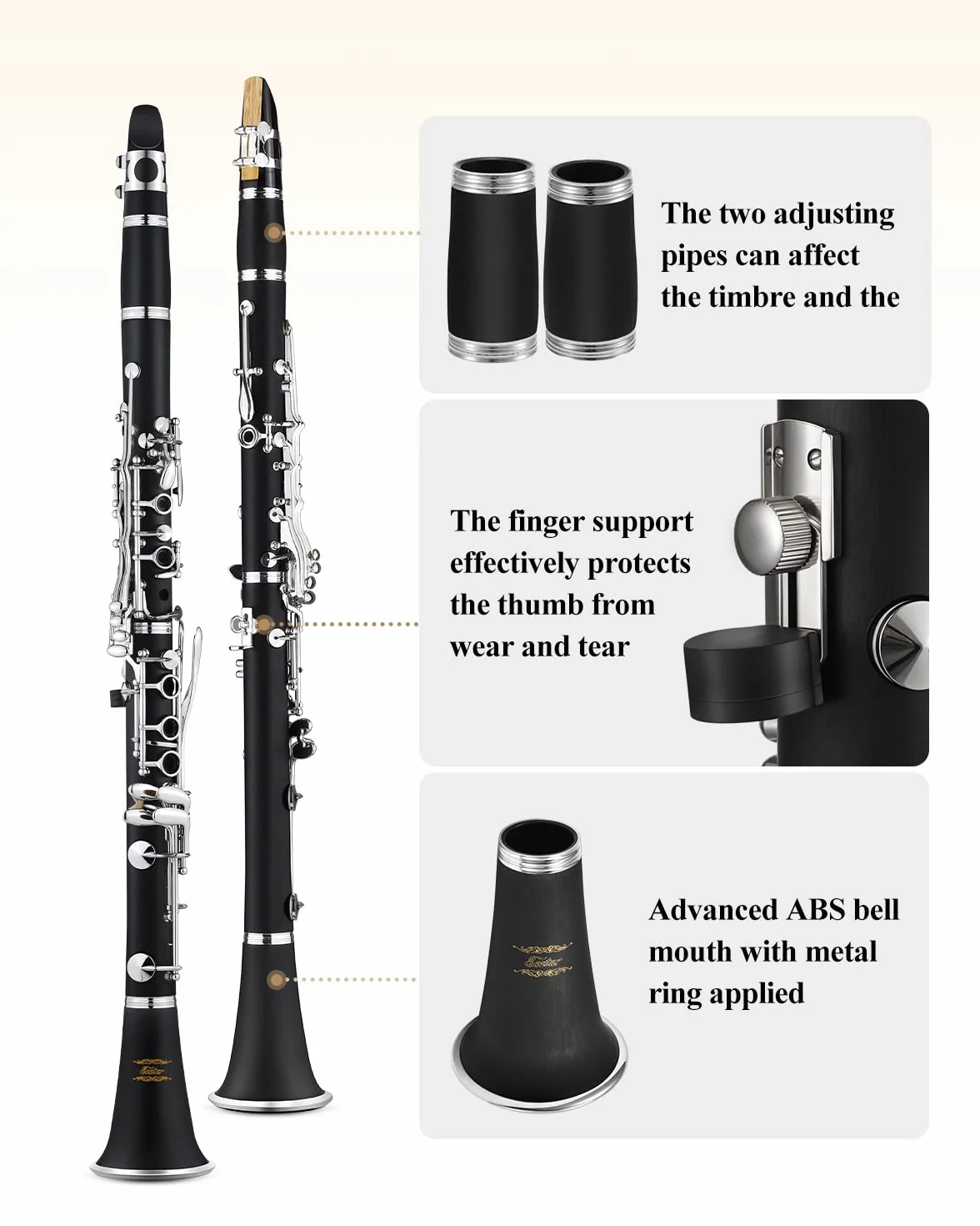 Eastar ECL-300 Black Ebonite B Flat Student Clarinet