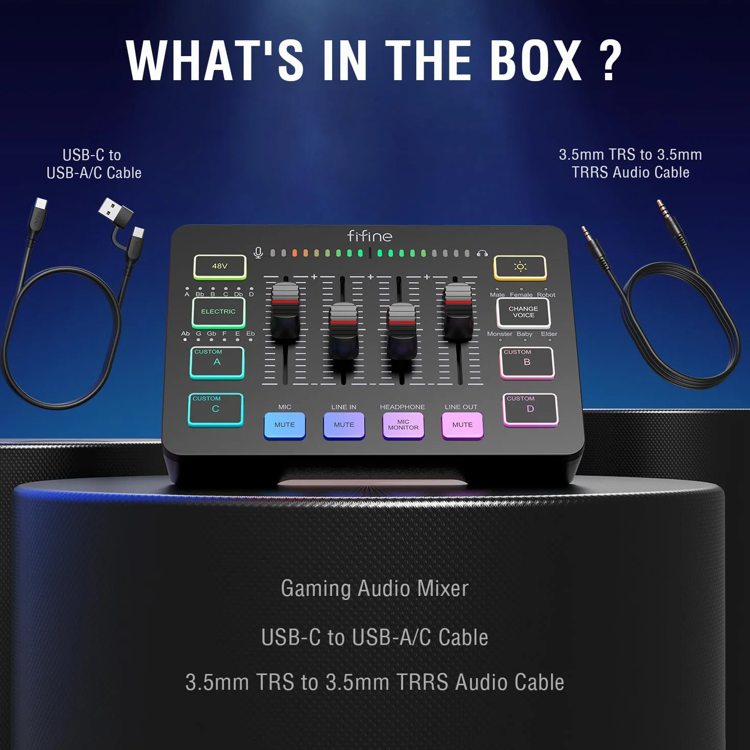 FIFINE Mélangeur audio de jeu pour streaming, interface audio PC RVB, mixeur DJ avec interface microphone XLR