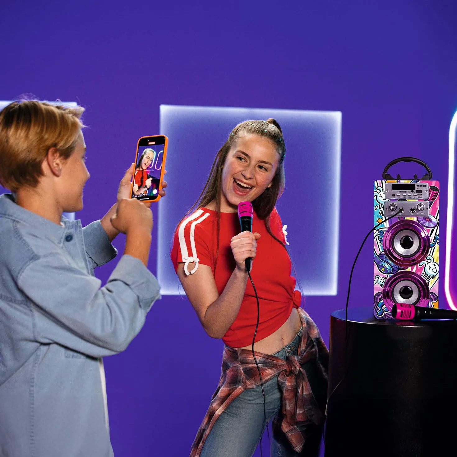 Enceinte Karaoke Karaoké Enfant 2 Microphones Cadeau Fille