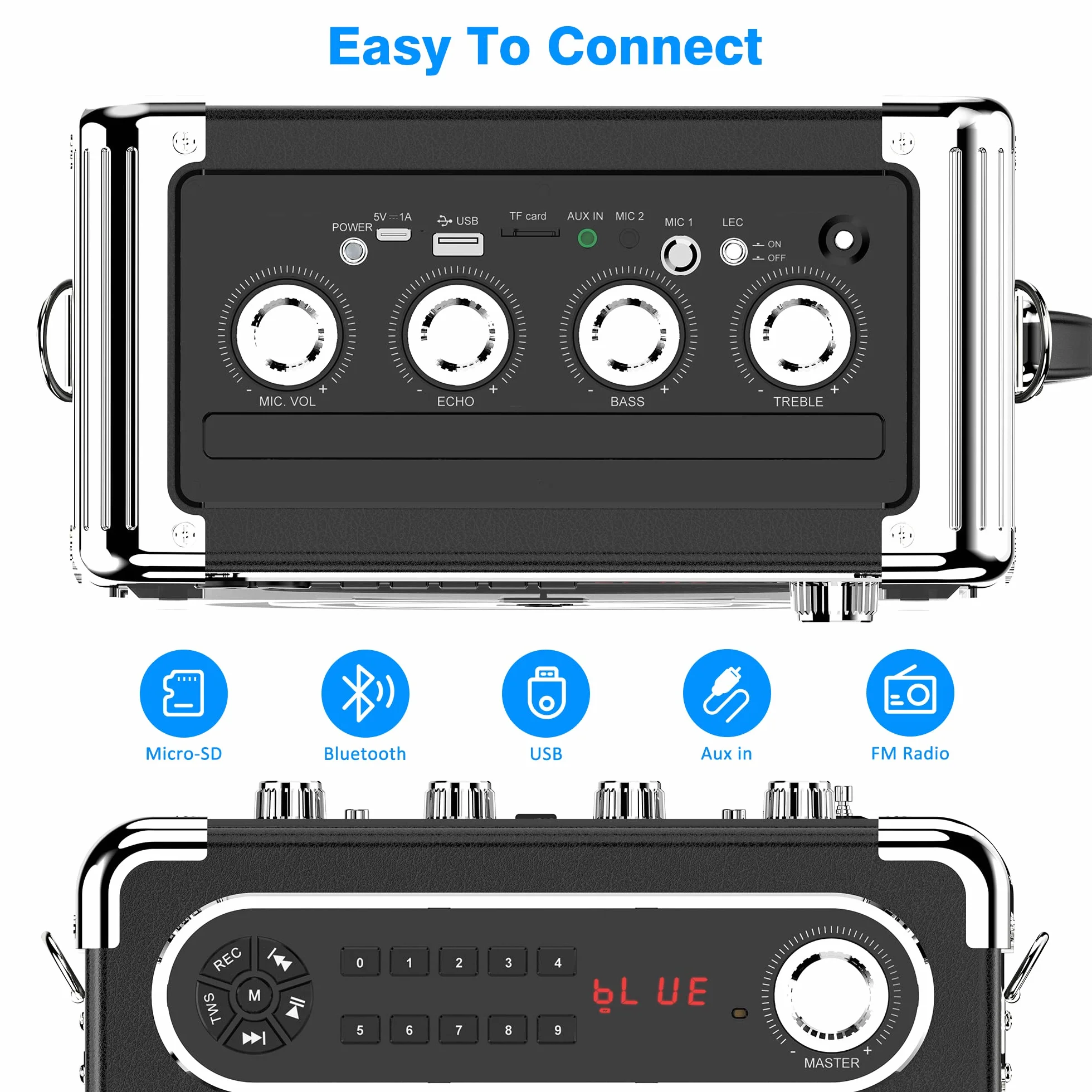Enceinte karaoké Bluetooth 5.3 400W avec 3 microphones sans fil et lumières DJ