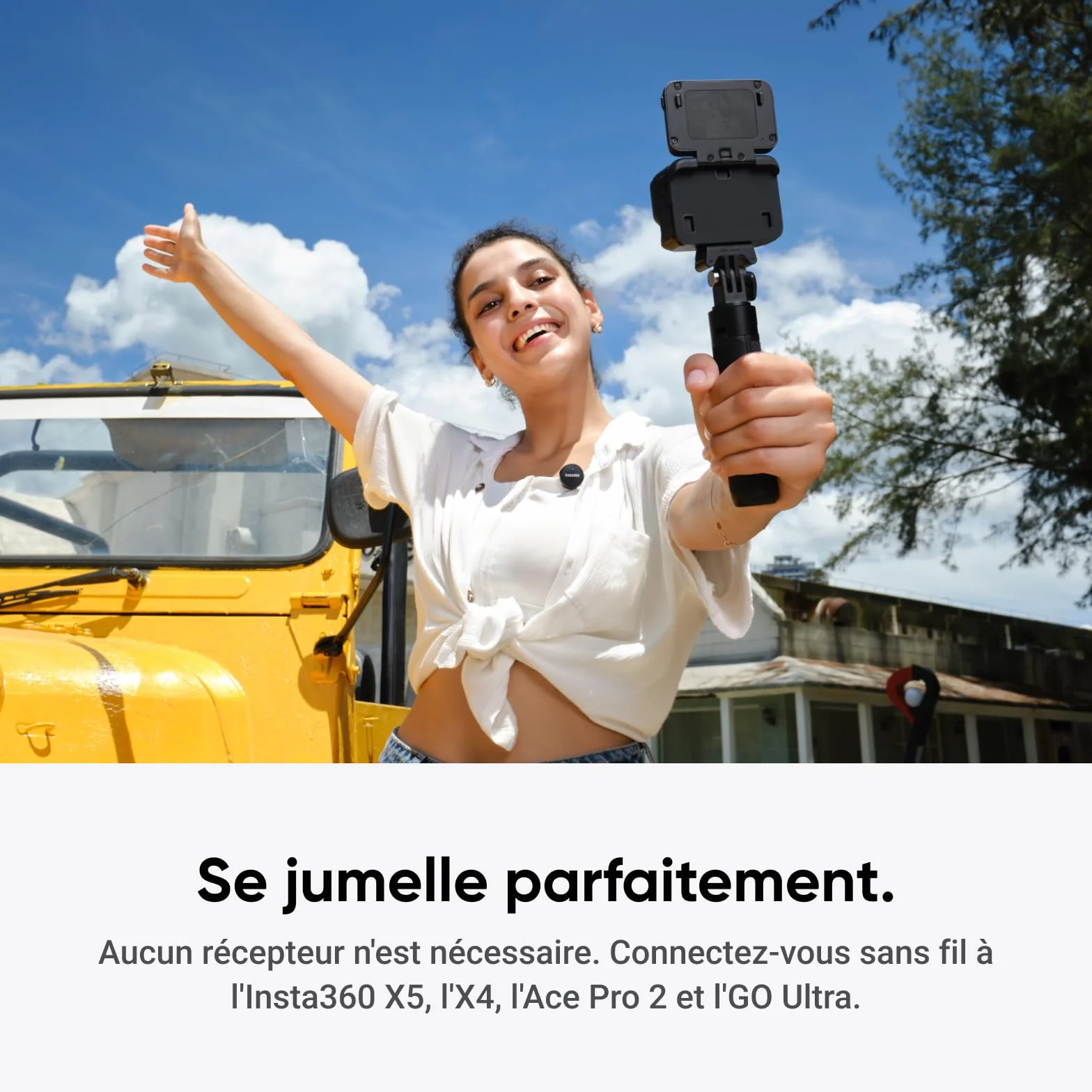 Insta360 Émetteur Mic Air Micro sans Fil 7,9 g Réduction de Bruit X5 X4 X4 Air Ace Pro 2 GO Ultra