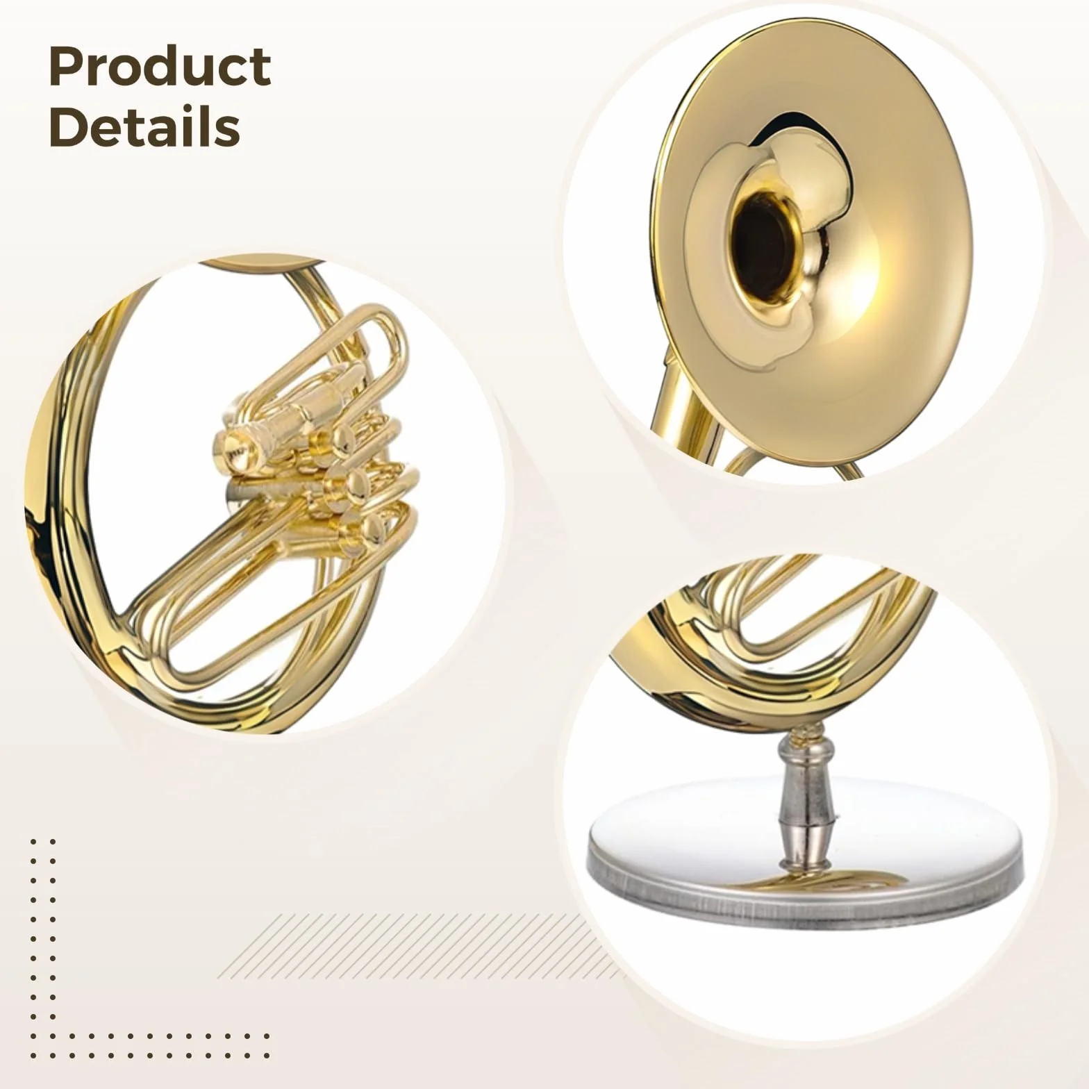 Sousaphone miniature en laiton doré avec support