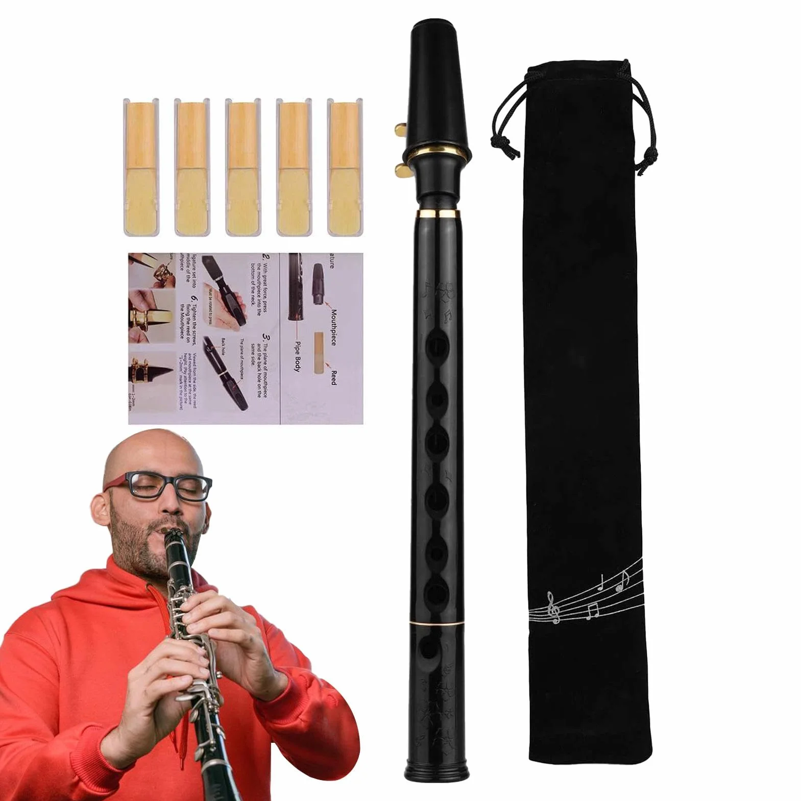 Saxophone de poche à clé C 8 trous - Outil d'entraînement compact pour débutants - Instruments à vent en bois