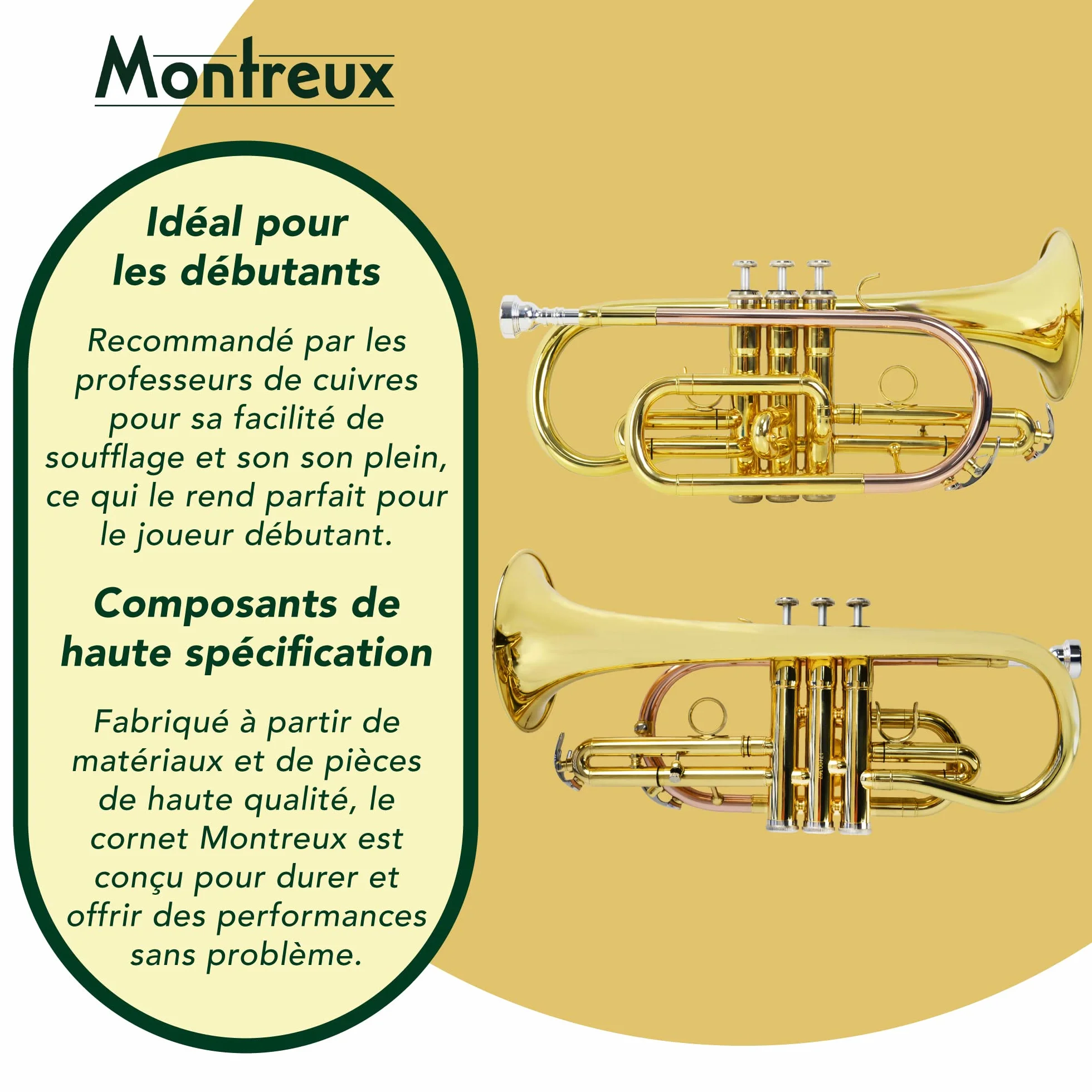 Cornet Sib Montreux Student pour débutants avec étui, embouchure - Laiton laqué, pavillon 12 cm