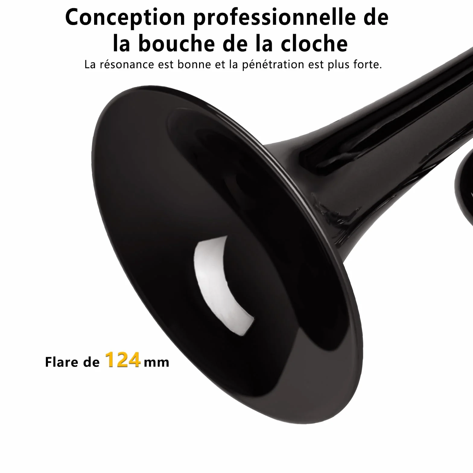 EASTROCK Trompette en Sib pour débutant, laiton standard avec étui, gants, embouchure 7C (Noir)