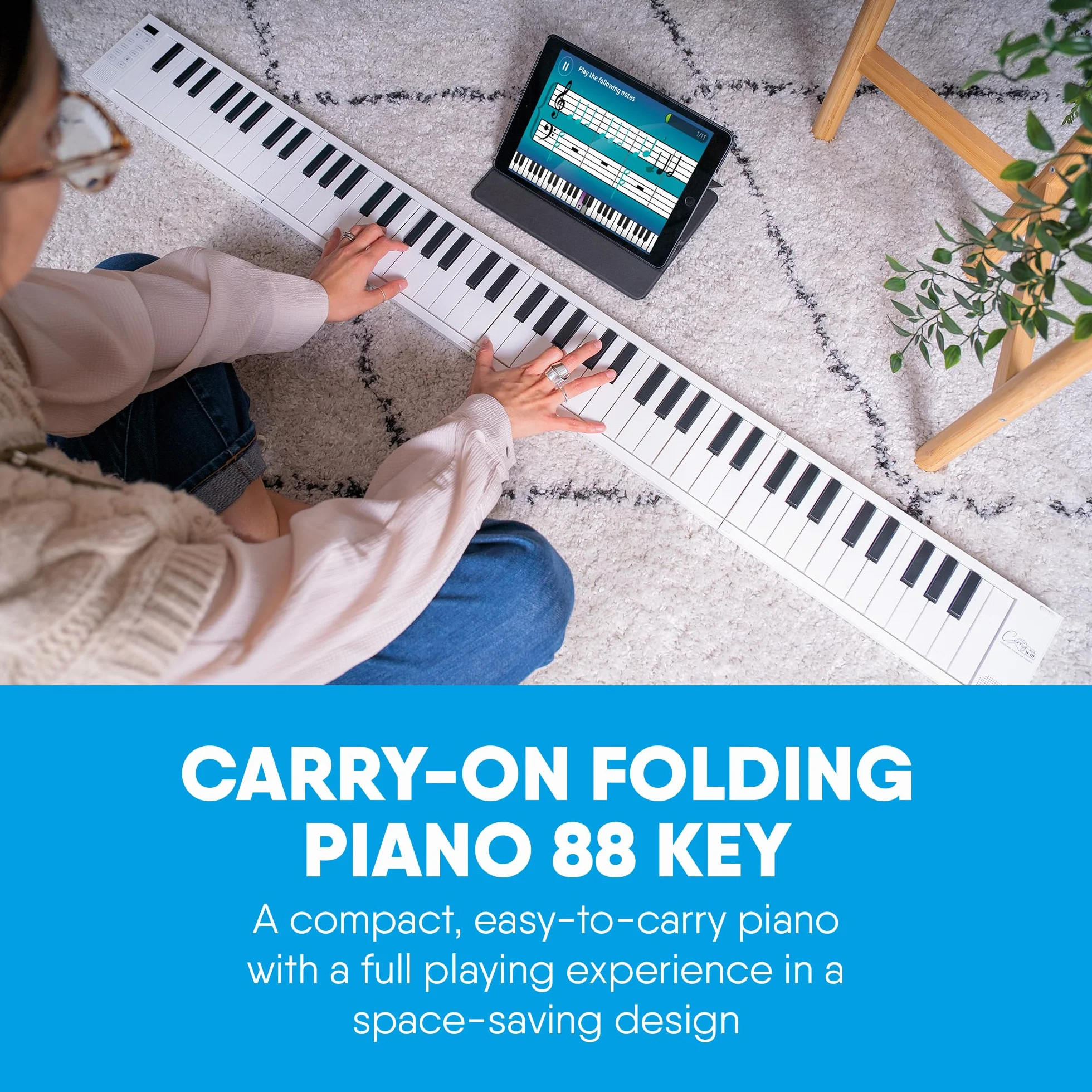 Blackstar Piano pliable portable 88 touches batterie rechargeable MIDI USB 128 sons 1,6 kg 33 cm
