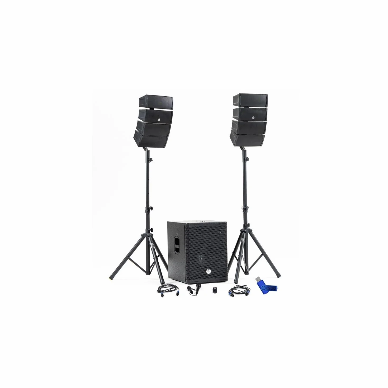 BM Bmsonic BMS-15-ARRAY-BT Pack Sonorisation DJ Complet 1200W Caisson 38cm USB Bluetooth