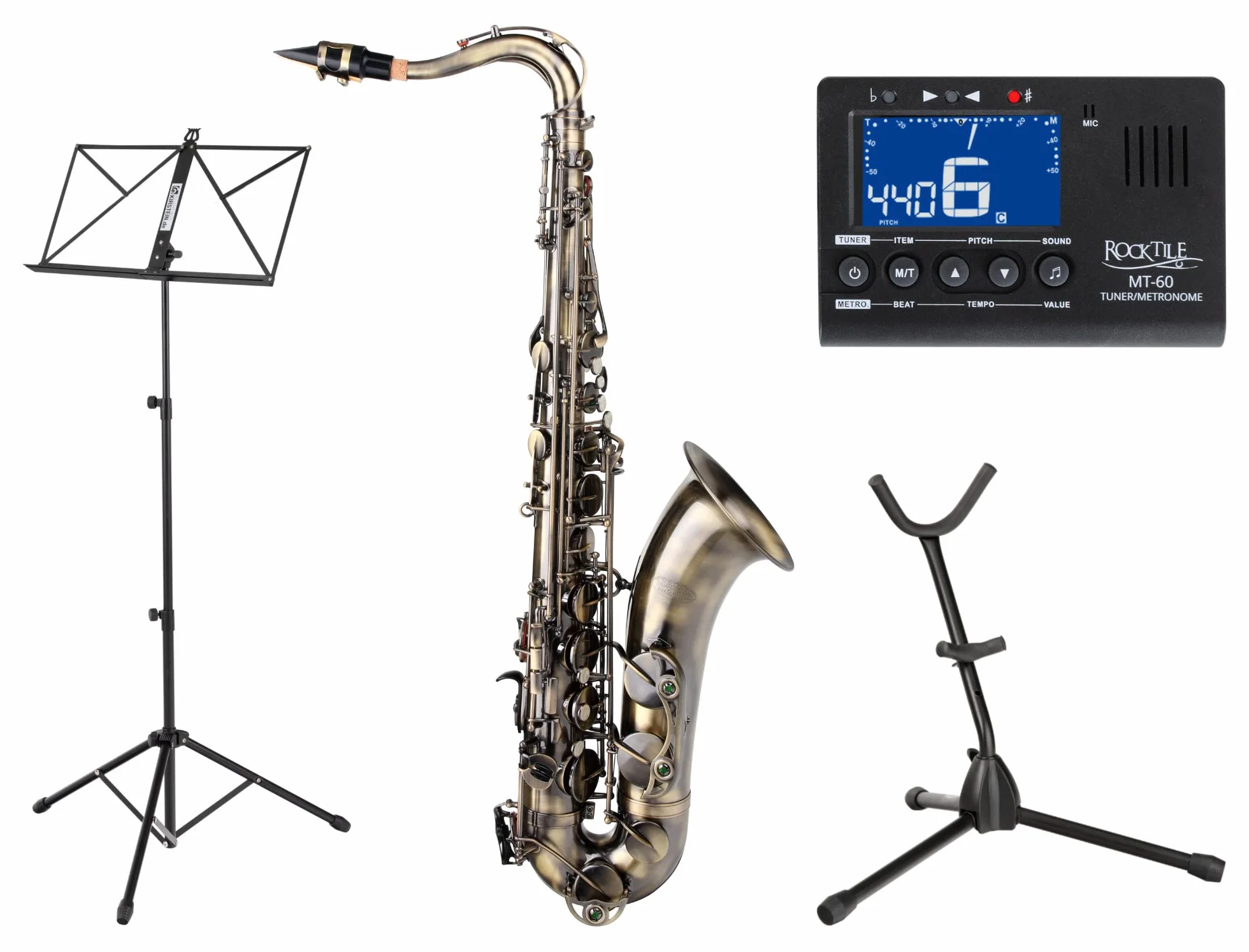 Classic Cantabile TS-450 Saxophone Ténor Set Antique Yellow Laiton Vintage