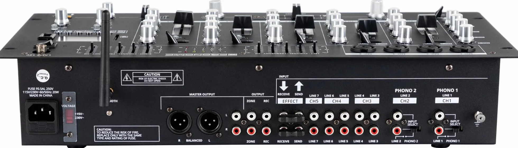 Pronomic DX-165REC MKII DJ-Mixer 5 canaux lecteur USB/SD/Bluetooth Cue enregistrement 4 entrées micro Égaliseur graphique