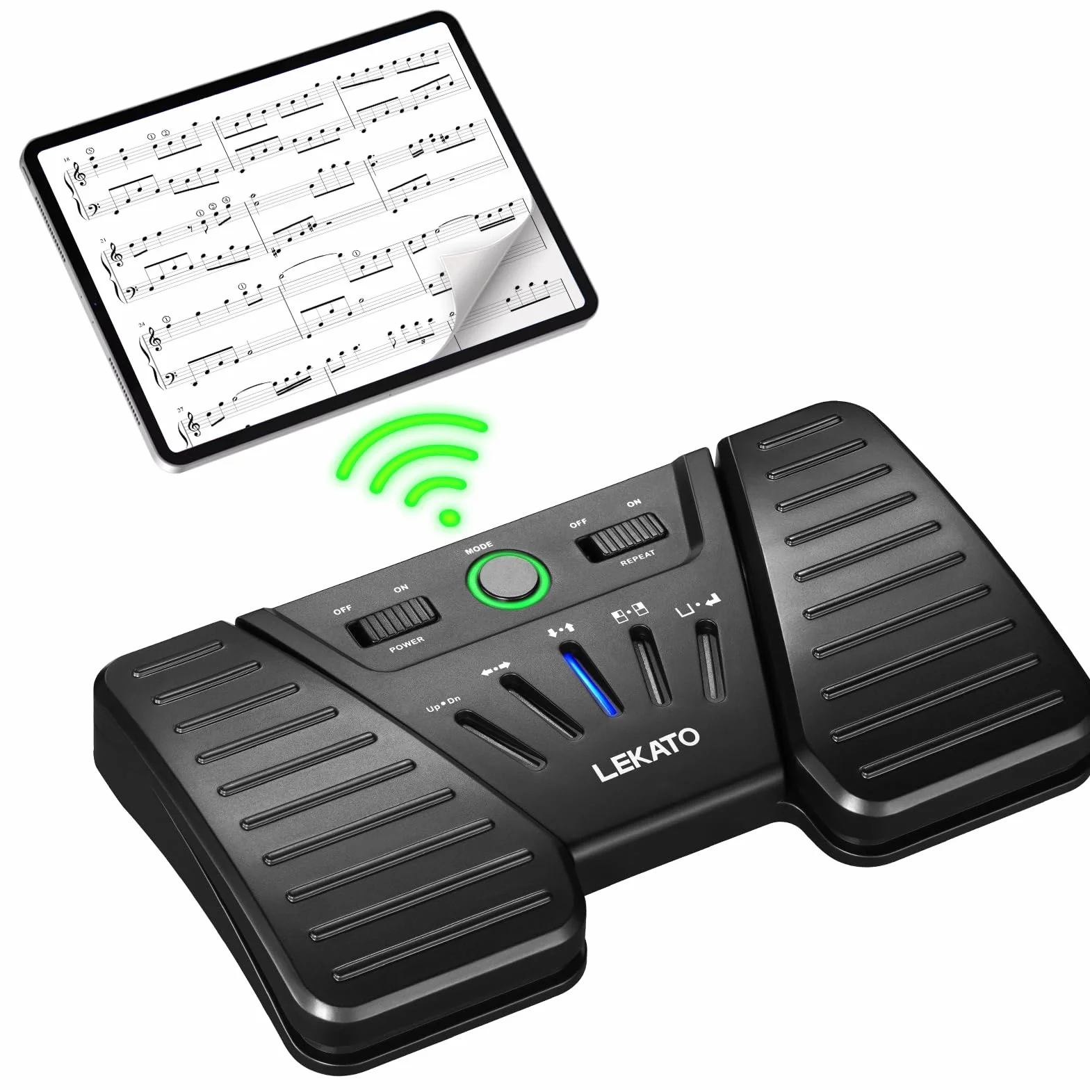 LEKATO Bluetooth Page Turning Pédale sans fil, tourne-page Bluetooth, contrôleur rechargeable pour téléphone, tablettes, 5 modes