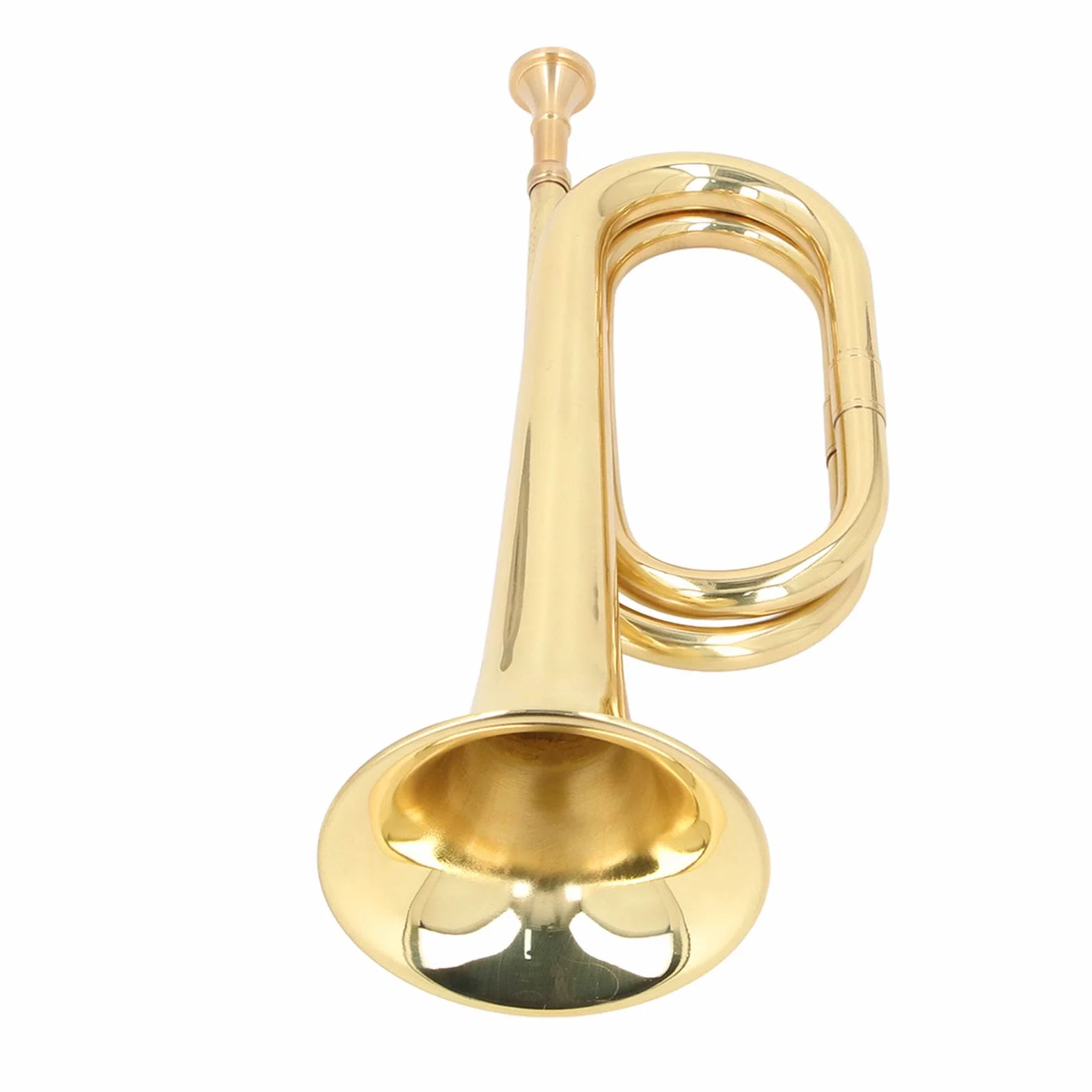 Trompette à clé C Bugle de Cavalerie en Laiton Doré Instrument Militaire