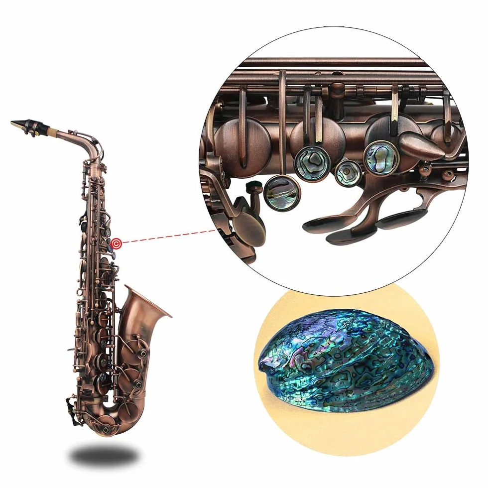 Saxophone alto en forme de coquille d'ormeau avec étui et gants de nettoyage (Rouge brun)