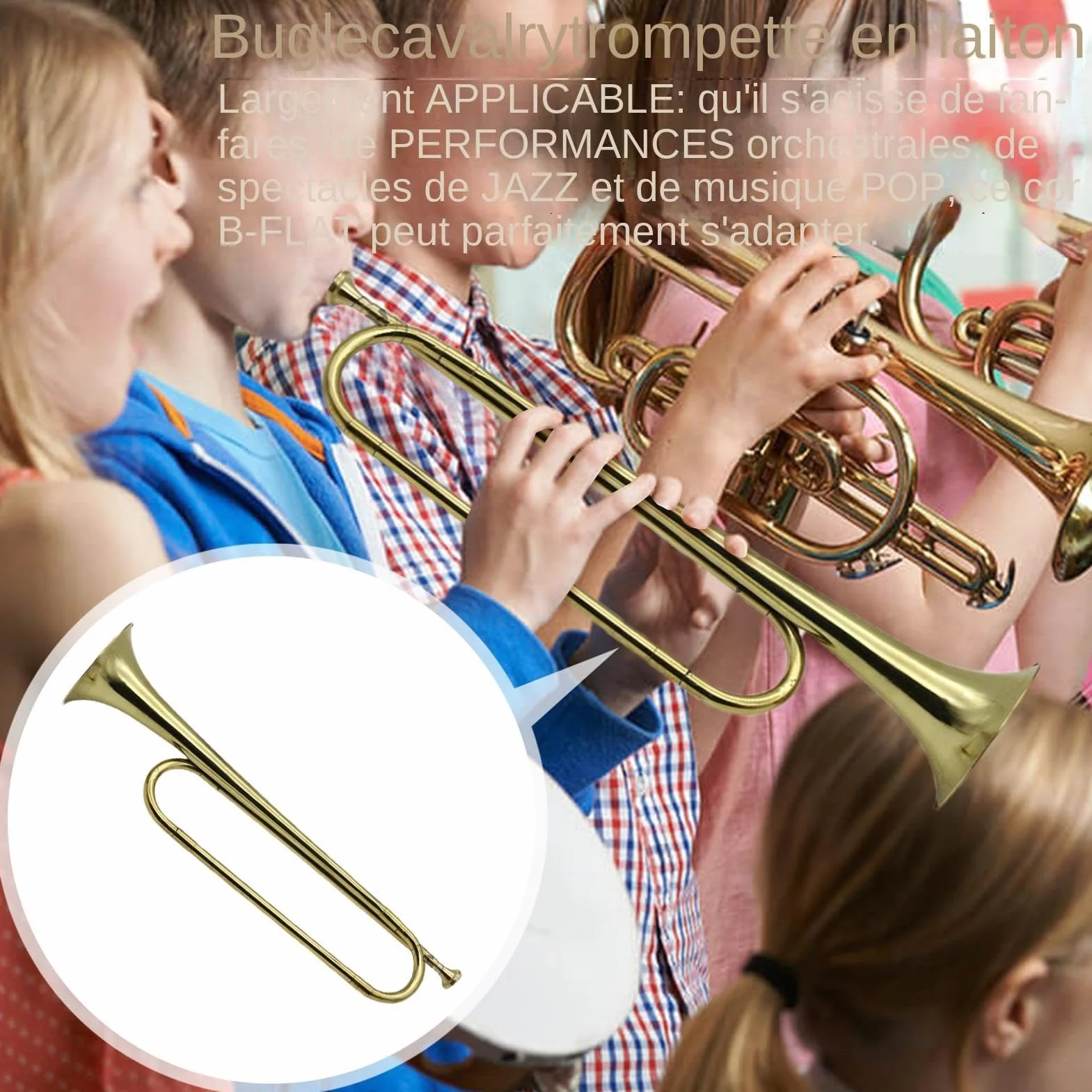 Trompette de cavalerie clairon en laiton portable, instrument de musique rétro pour débutant