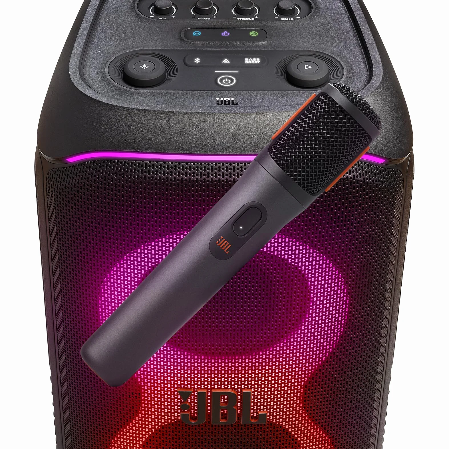 JBL PartyBox Microphone sans Fil 2 Microphones numériques Batterie Rechargeable 20 Heures 700 mAh Voix Claire Son Net Connexion 2,4 GHz