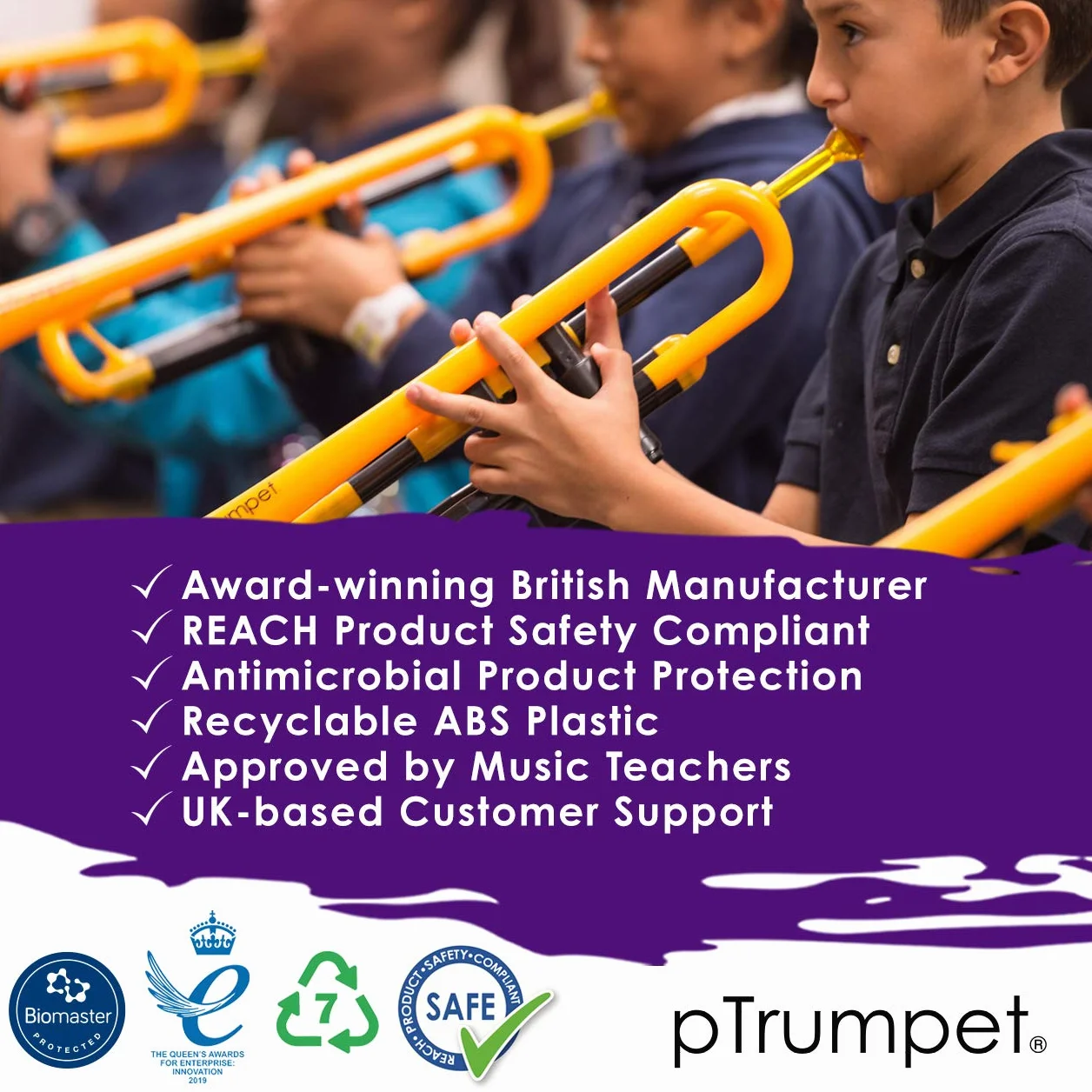 pTrumpet PTRUMPET1B Trompette en plastique Bleu
