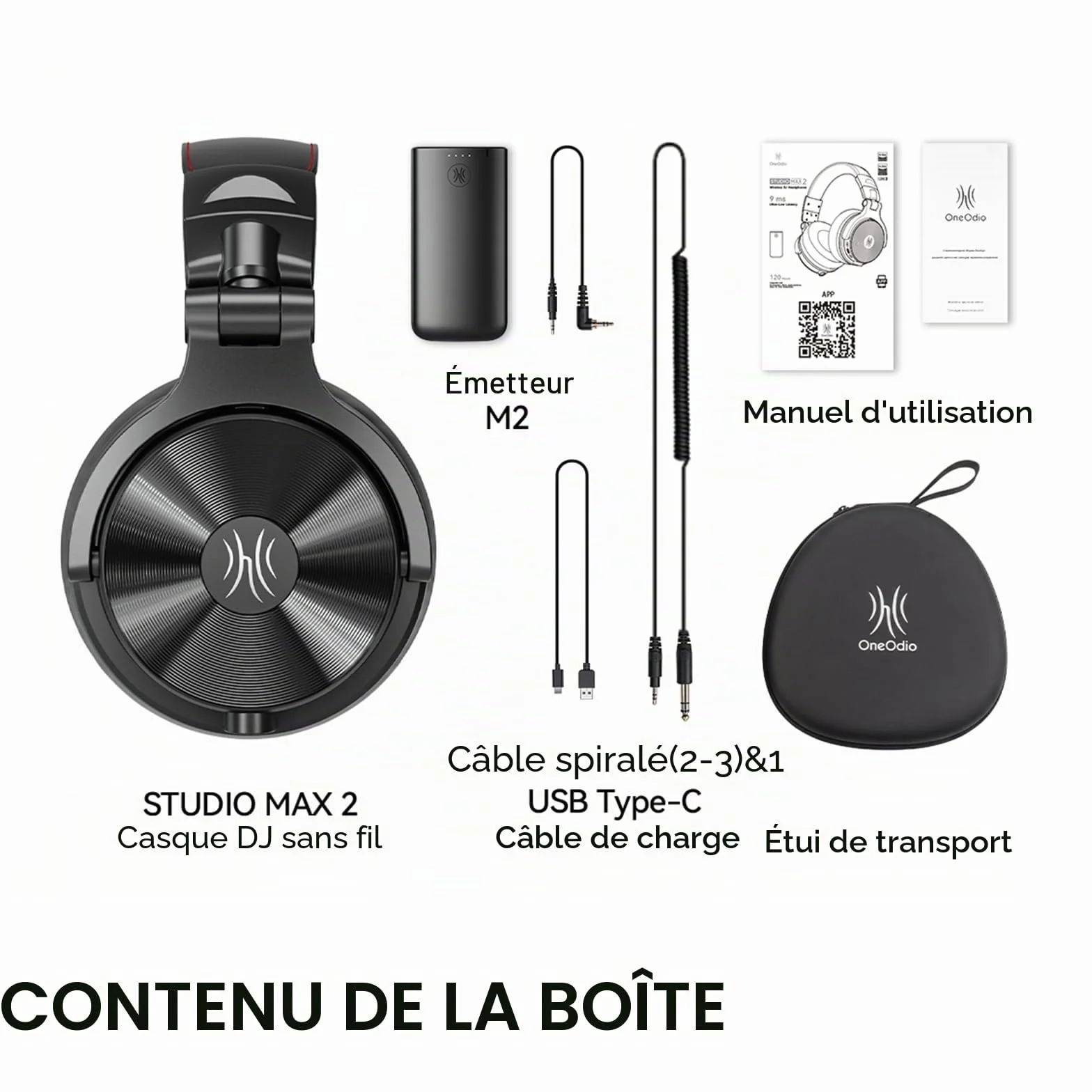 OneOdio Studio Max 2 Casque DJ sans Fil Latence 9ms Hi-Res LDAC 120H 2.4G Bluetooth Filaire Monitoring Pro Circum-Auriculaire