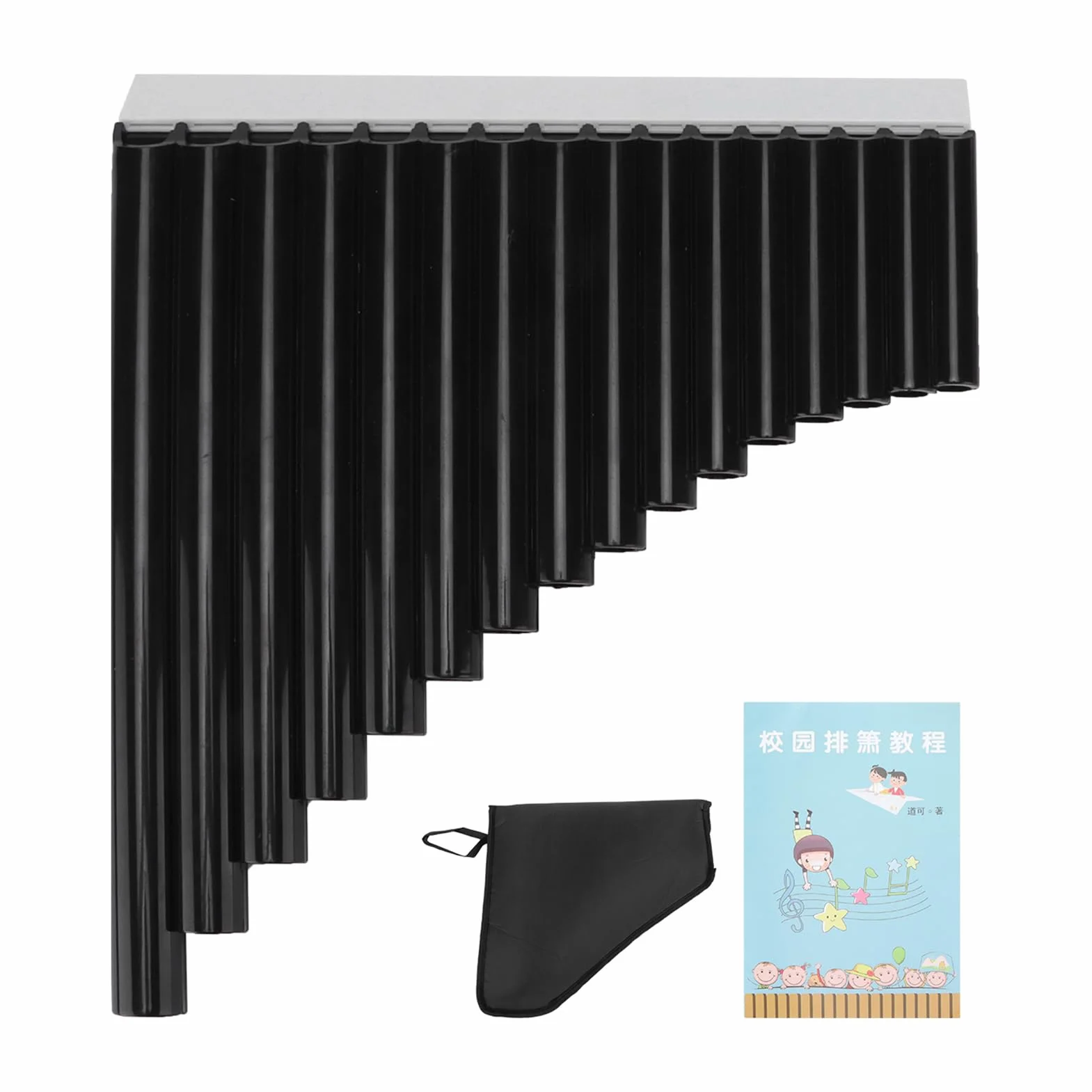 Flûte de Pan 16 tuyaux Instrument de Musique Facile à Apprendre et à Jouer Noir