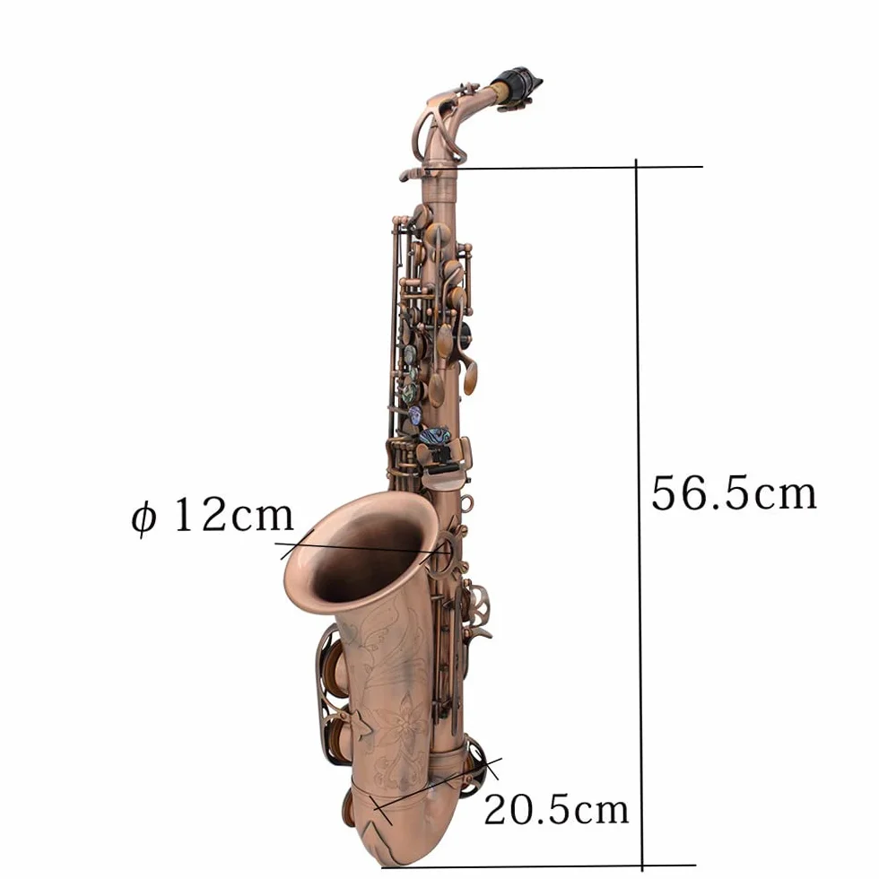 Saxophone alto E-Flat Red Bronze F# incrustations clés coquille d'ormeau coussinets cuir résistant eau étui gants chiffon nettoyage sangles brosse