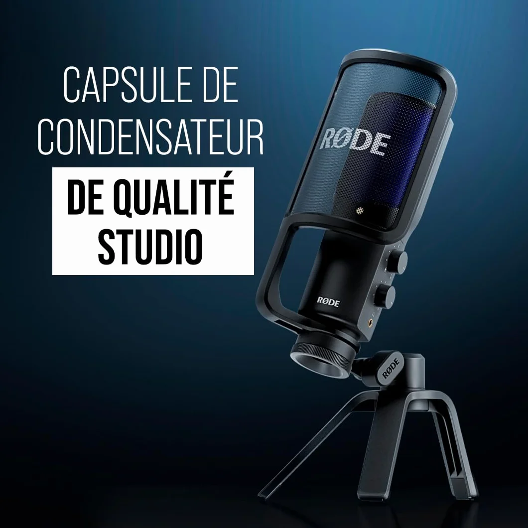 RØDE NT-USB+ Microphone USB à Condensateur Pro avec Interface Audio Intégrée, USB-C, Monitoring Casque