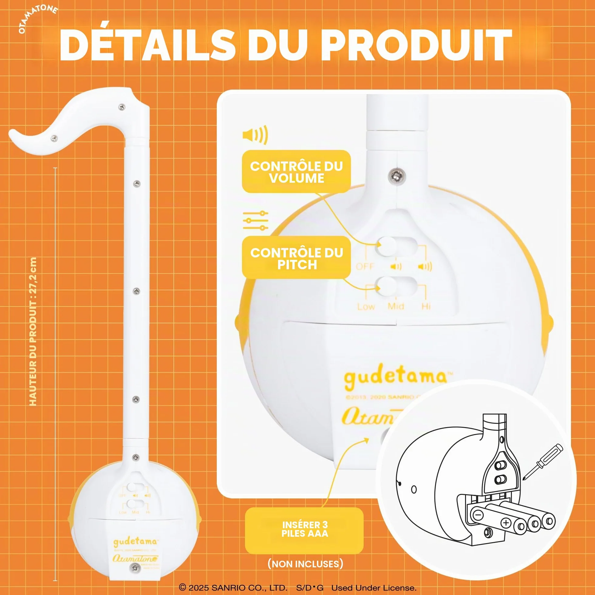Otamatone Édition spéciale Sanrio Gudetama synthétiseur électronique par Maywa Denki