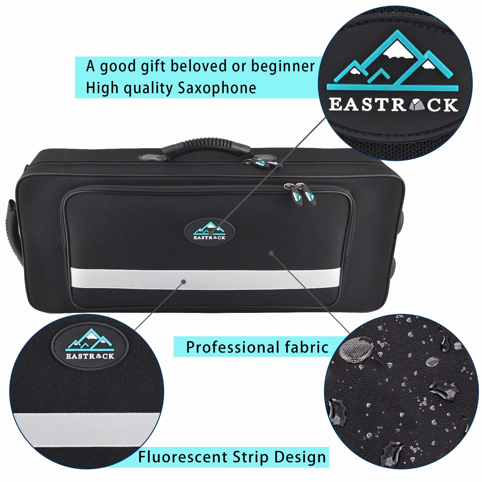 EASTROCK Saxophone Alto E Plat en Laiton Laqué Doré, Étui Rigide Inclus