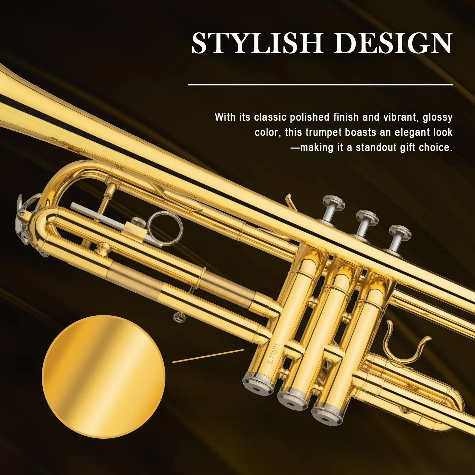 SONICAKE Trompette Bb Standard Débutants Laiton Doré Étui Rigide Embouchure 7C Gants QTP-01