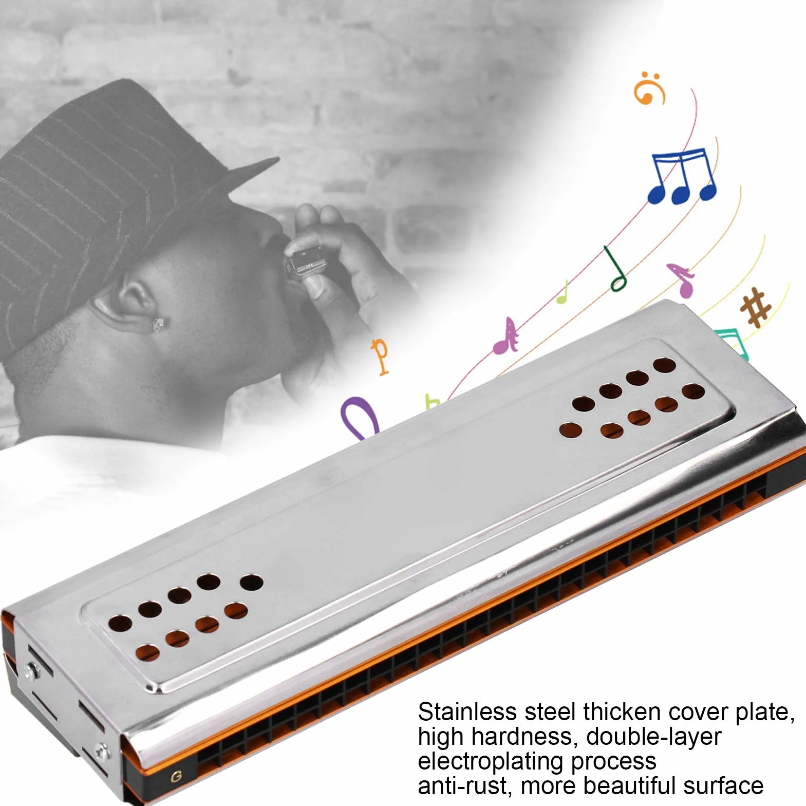 Harmonica 24 Trous C et G Double Face Trémolo Débutants