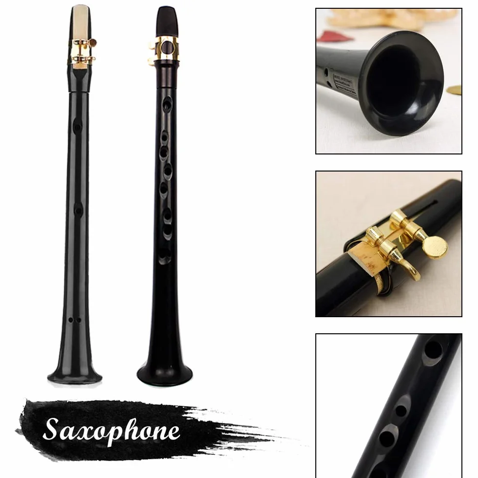 Kit de saxophone de poche noir, mini saxophone portable, instrument professionnel avec 4 anches et sac de transport