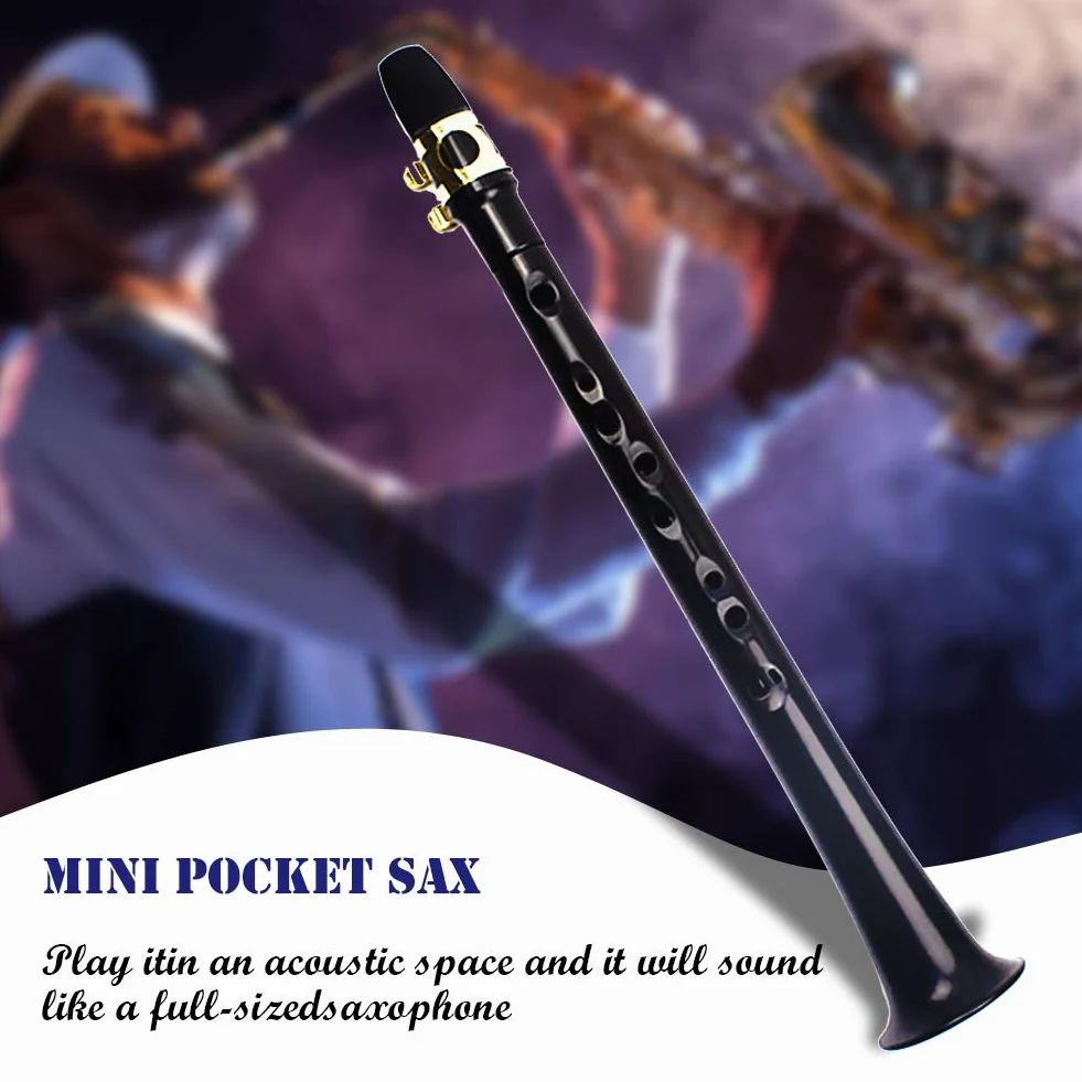 Kit de saxophone de poche noir, mini saxophone portable, instrument professionnel avec 4 anches et sac de transport