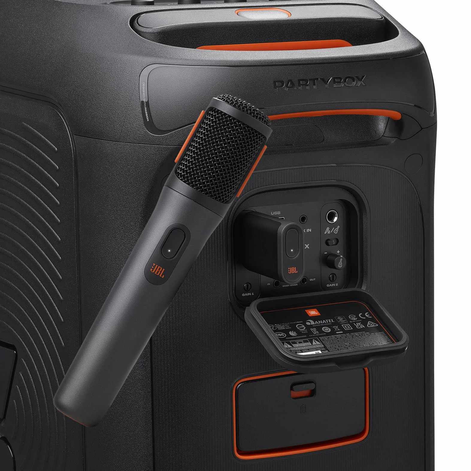 JBL PartyBox Microphone sans Fil 2 Microphones numériques Batterie Rechargeable 20 Heures 700 mAh Voix Claire Son Net Connexion 2,4 GHz