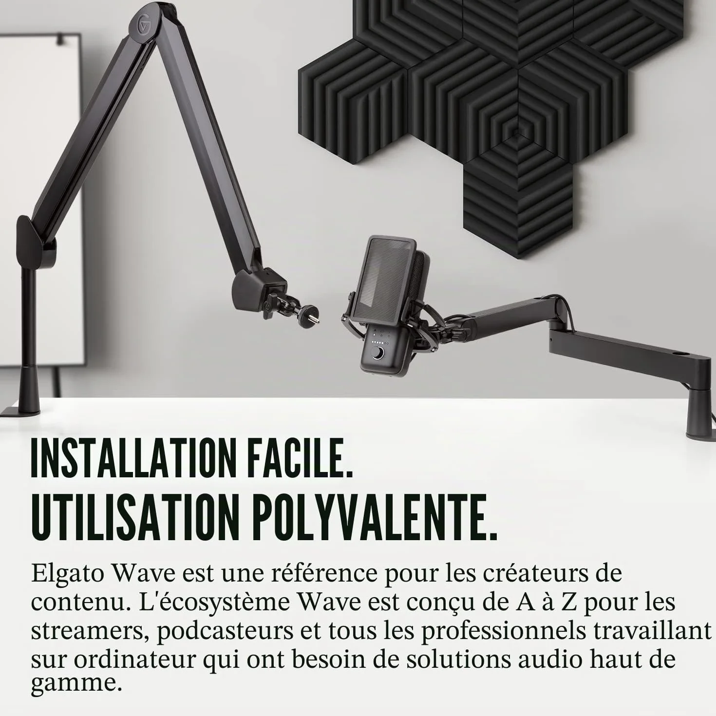 Elgato Wave:3 Micro à condensateur USB studio streaming podcast gaming télétravail logiciel mixage gratuit plug-ins effets anti-distorsion plug & play Mac PC