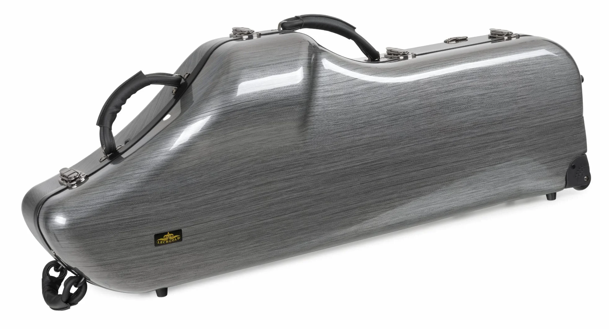 Étui Trolley Rigide Lechgold pour Saxophone Baryton - Protection Thermoformée - Harnais Sac à Dos Look Carbone