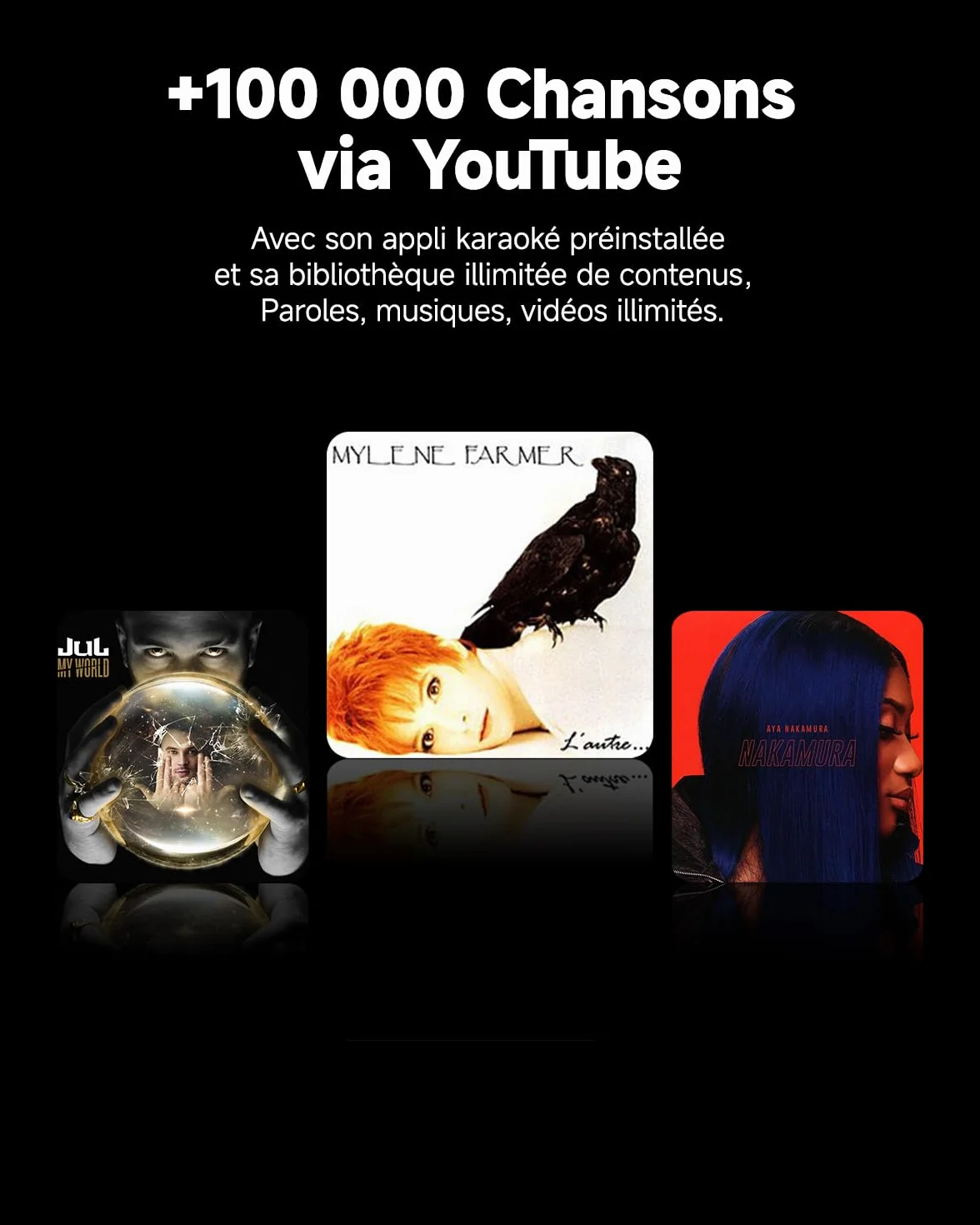 Karaoké Adulte avec Écran, Haut-Parleur Bluetooth Portable avec 2 Microphones sans Fil, Lumières LED pour Fêtes Break X2 Noir