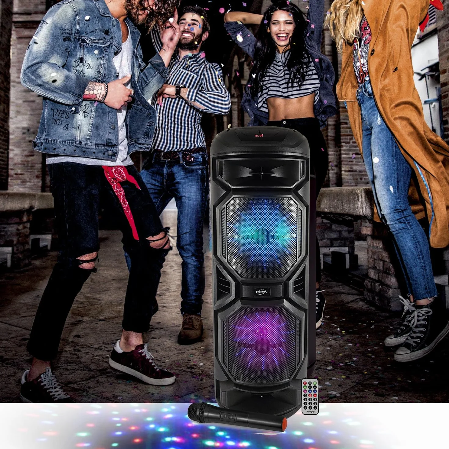 Enceinte Karaoké 800W INOVALLEY HP59-XXL Bluetooth USB Microphone sans Fil