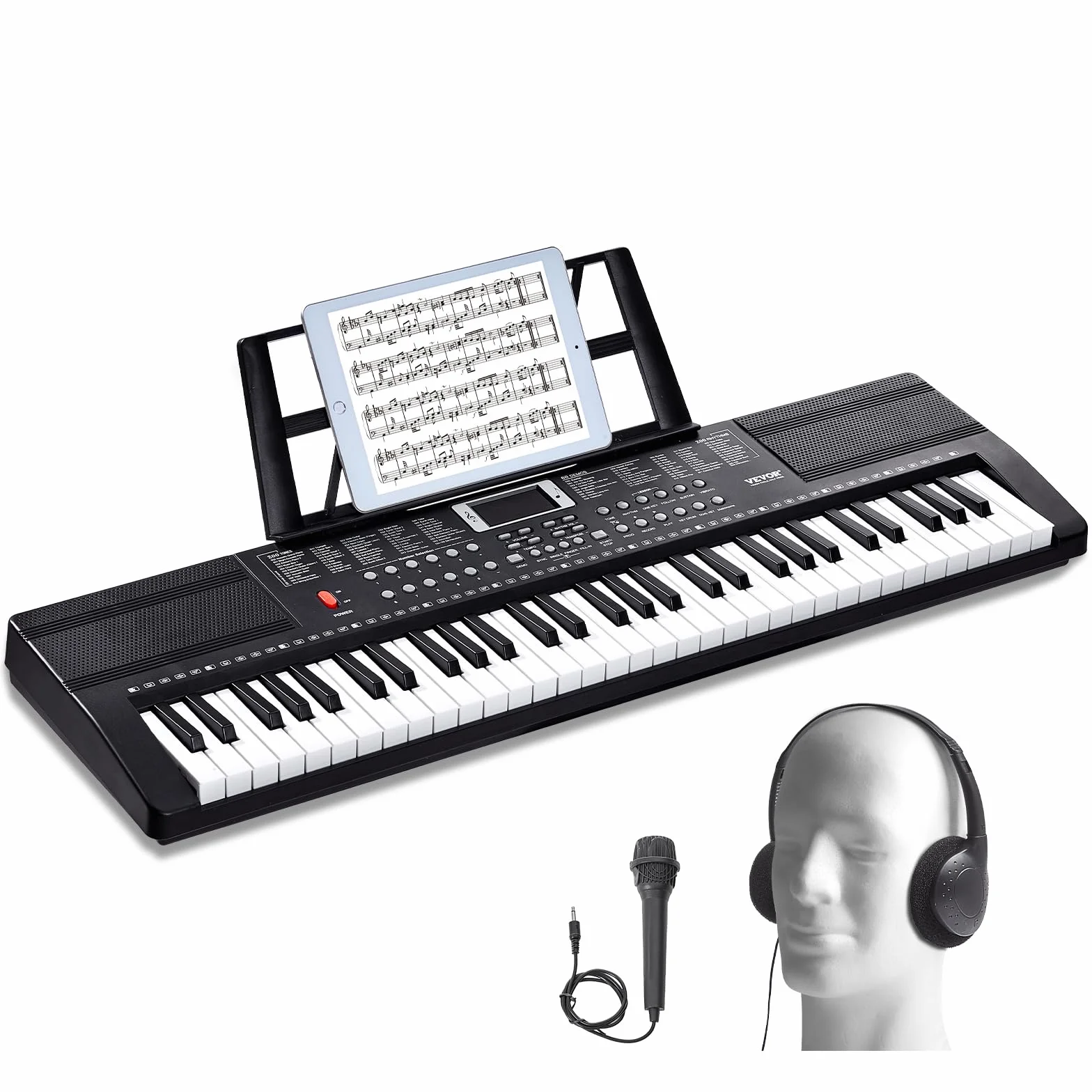 VEVOR Clavier Piano Numérique 61 Touches Portable 200 Tons 200 Rythmes Haut-parleurs Intégrés