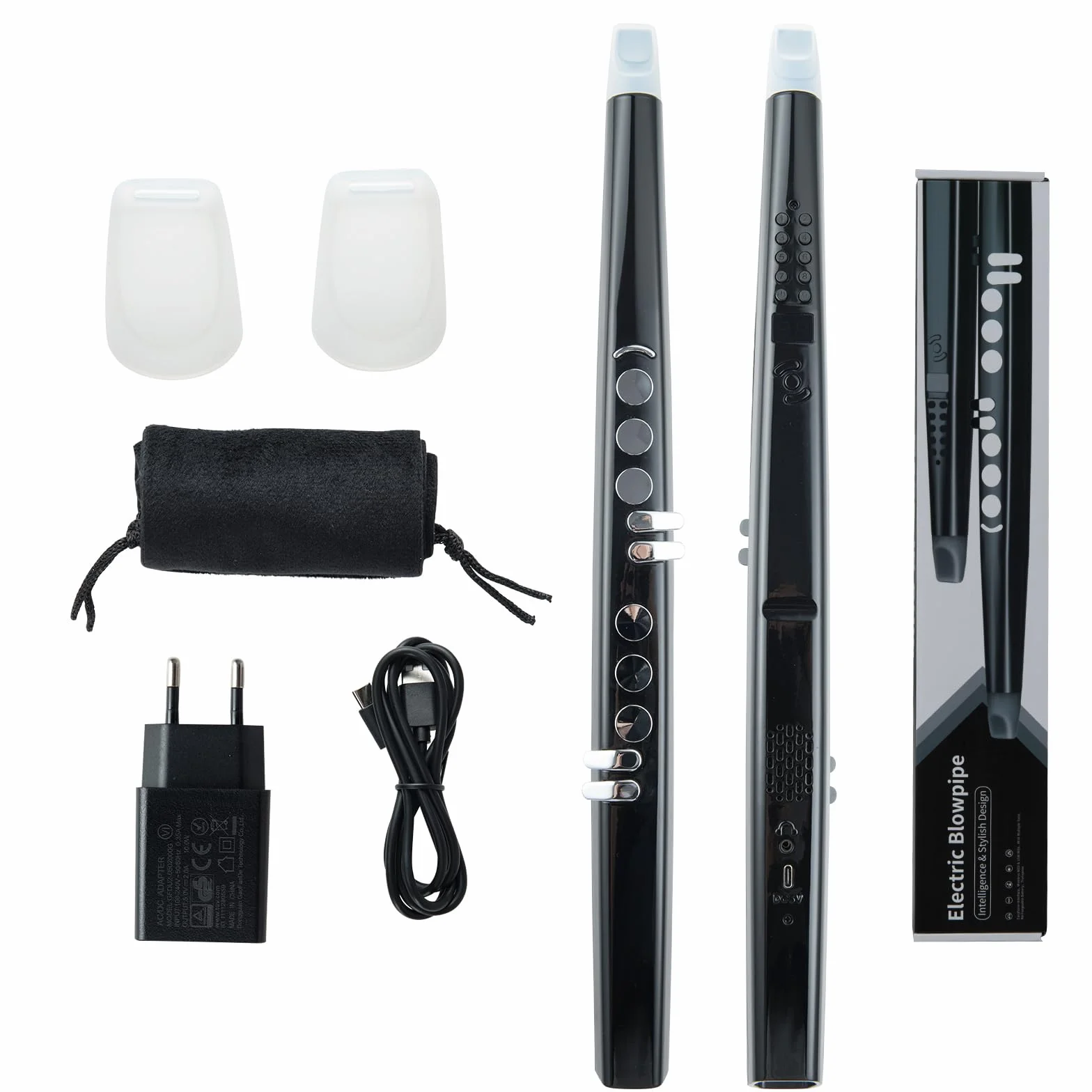 KOMFOTEU Saxophone Électronique MIDI Bluetooth USB 13 Notes 2 Doigts Portable avec Sac de Transport